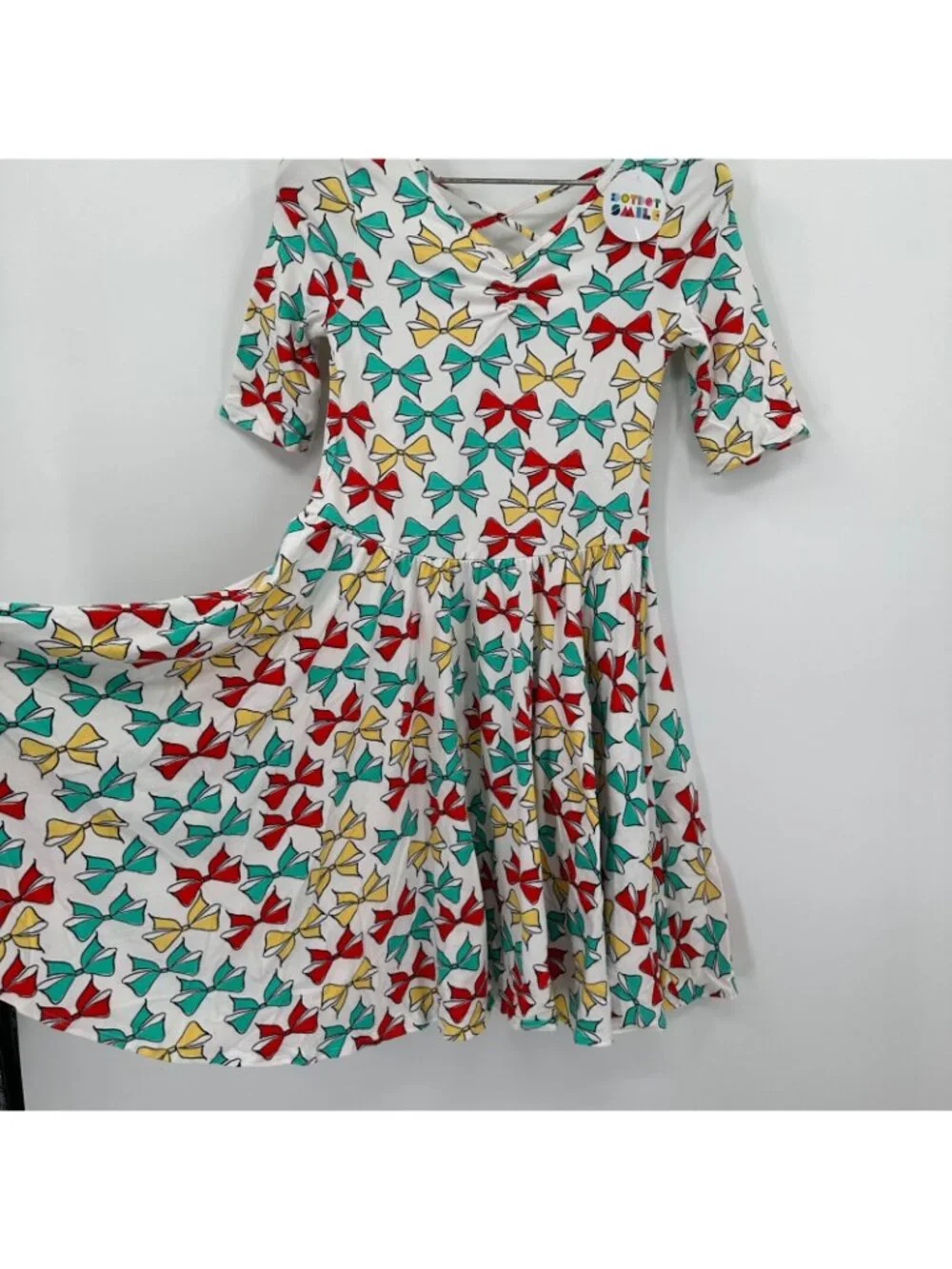 Dot Dot Smile Girl's Ballerina Skater Dress sz 11 NWT Short Sleeve Christmas Bow